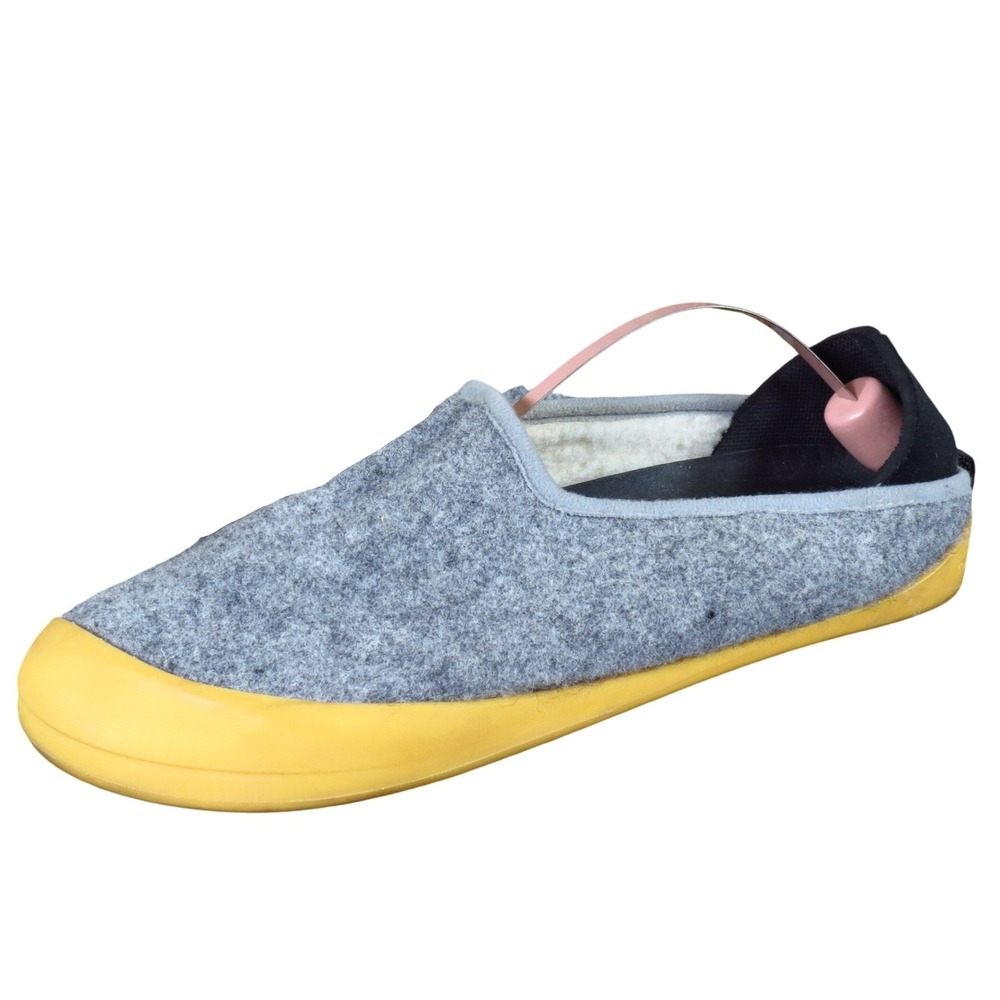 Mahabis Classic Women Flat Size 40 Indoor Outdoor Slipper Grey Wool Yellow Sole